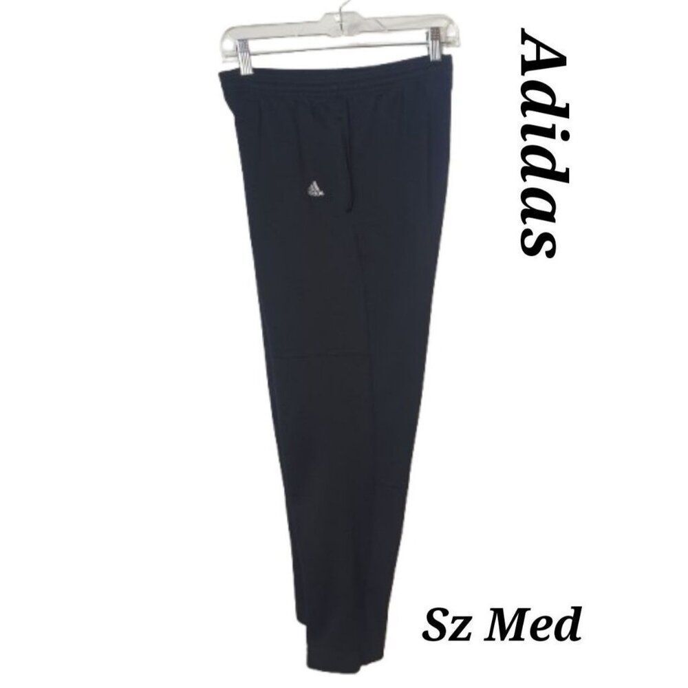 VTG Adidas Men's Pants Medium Black Athletic Fleece Pants Tapered Zippered Cuffs